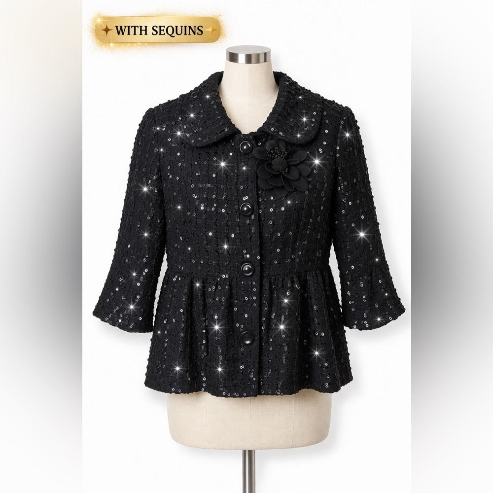 Sequin Embellished Jacket – Glam Statement Piece … - image 1